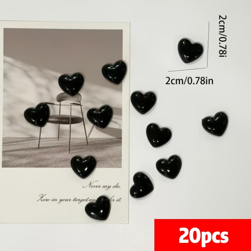 TEMU 20 aimants de réfrigérateur de cœur noirs, décorations adaptées , et au lave-vaisselle, , cadeau pour Noël, la Saint-Valentin et des mères,