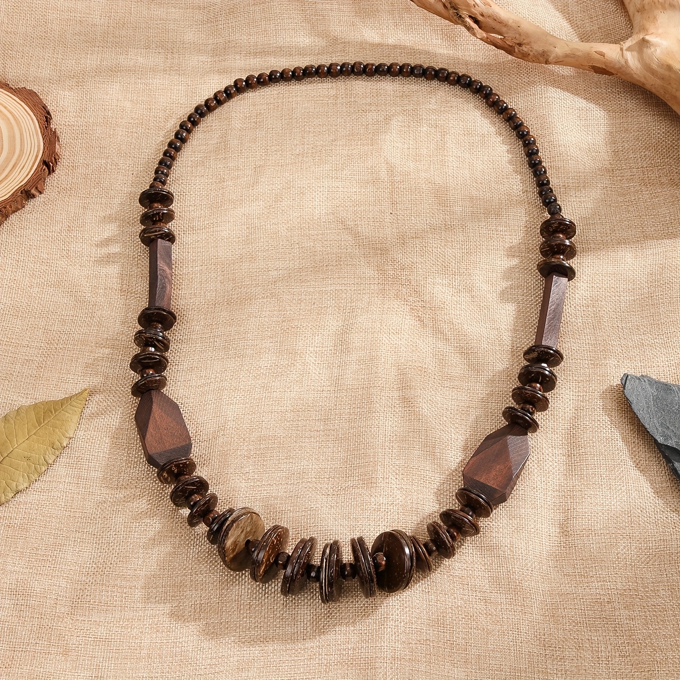 Bohemian Ethnic Coconut Shell Wooden Bead Necklace