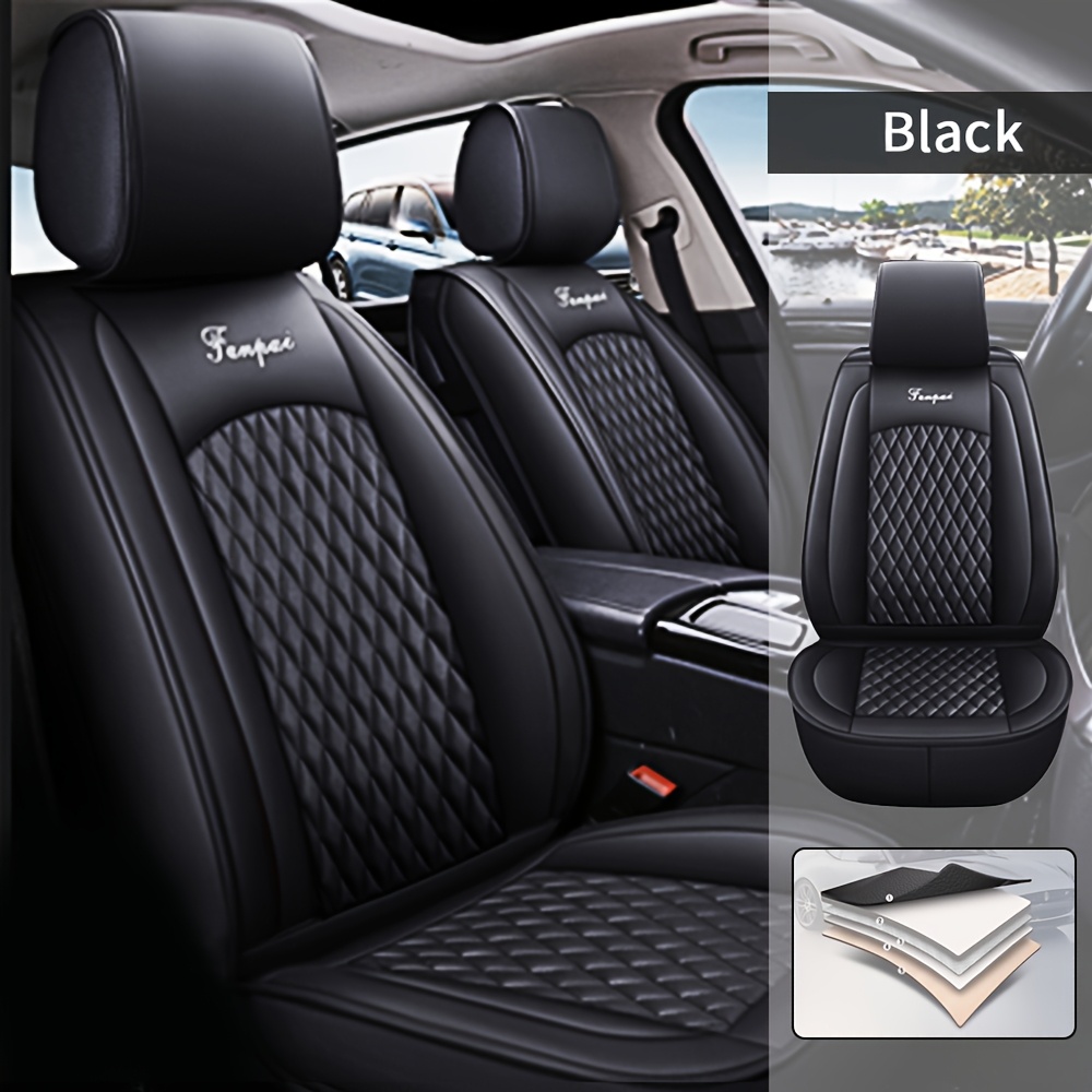 Image of Designed For Blazer 2019-2024 For Camaro 2015-2024 5 Seater Faux Leather Car Seat Cover With Fully Wrapped Cushion