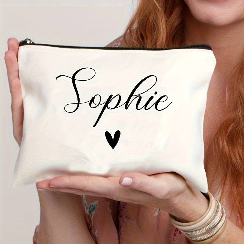 TEMU A Personalized Heart-shaped Makeup Bag, Lightweight And Suitable For Bridesmaids, Teachers, And Mothers - The Gift, Featuring A Zippered Storage