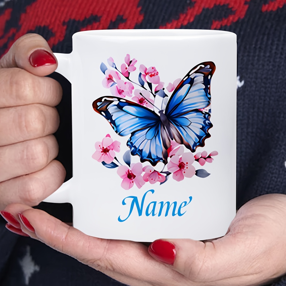 TEMU 1pc 11oz Ceramic Mug, Personalized Customized Coffee Cup, " And Flower" Ideal Christmas Gift For Sisters, Brothers, , Daughters, Mom Dad