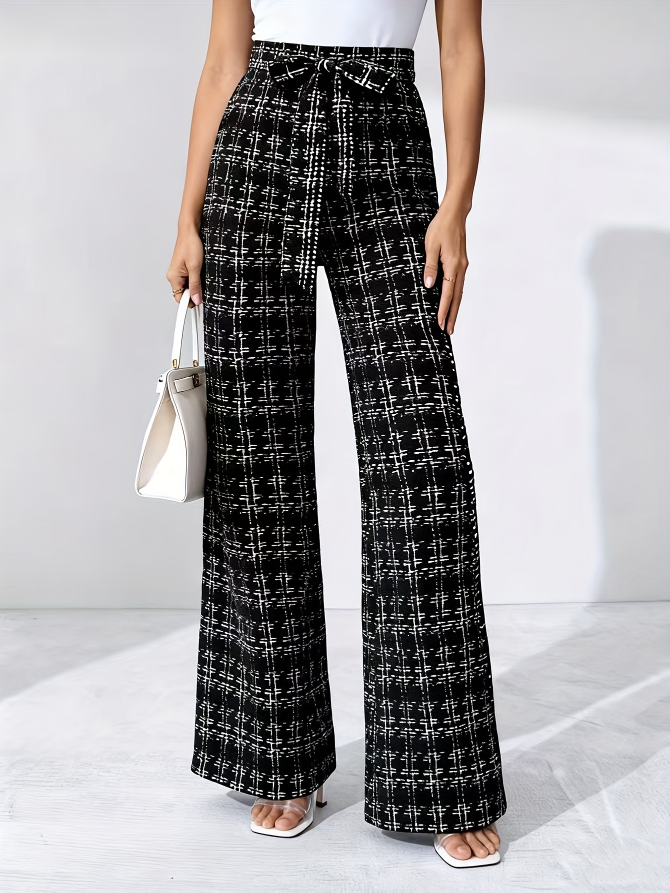 womens elegant high waisted wide straight pants - Temu Bahrain display picture 1