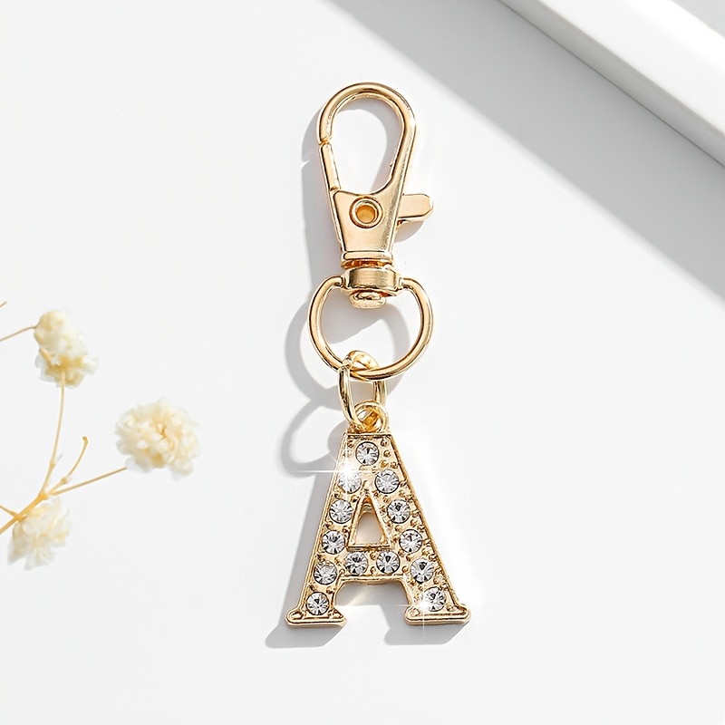 TEMU 1 pz di portachiavi mini versatile , stile e americano, con alfabeto inglese da 26 lettere, per decorazioni di scatole per chiavi auto da donna,
