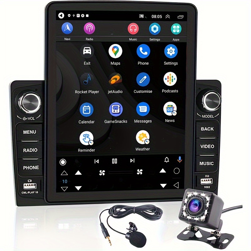 Rimoody - Estéreo para automóvil con Apple Carplay, pantalla táctil  desmontable de 9 pulgadas, radio de coche con Bluetooth Android Auto FM  Radio