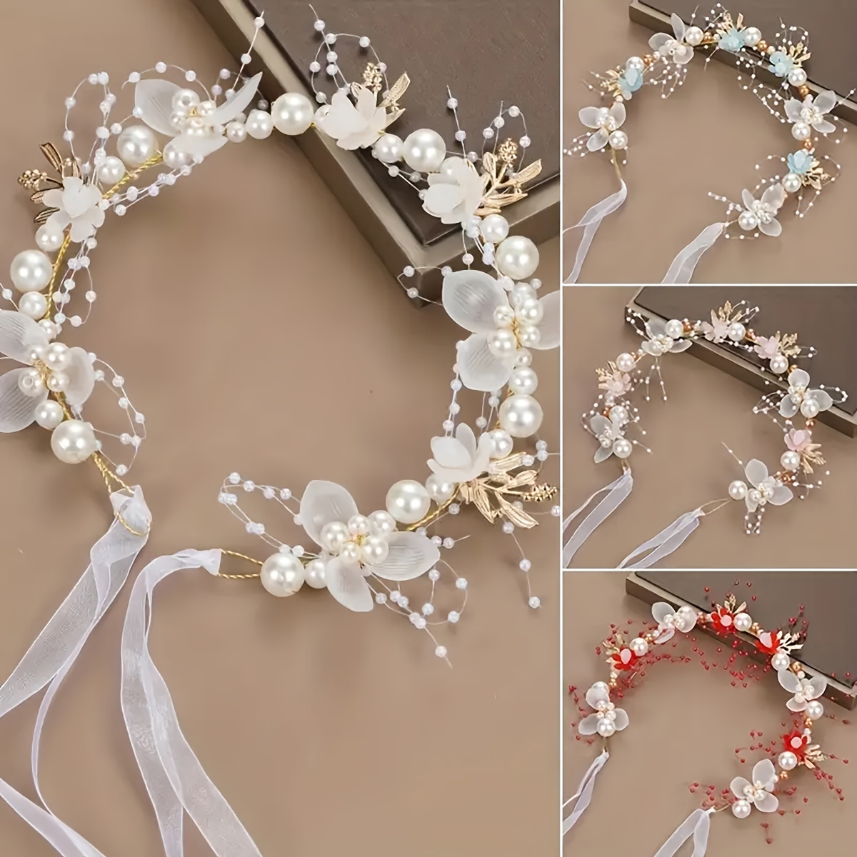 

1pc Romantic Floral Bridal Headband Decorated With Faux Pearls Beads Wedding Headband Princess Birthday Party Headpiece