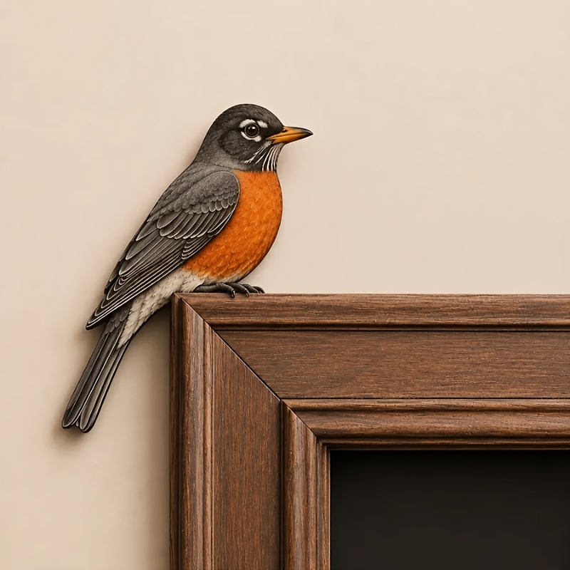 Image of 2pcs Robin Bird Door Top Decoration, Wooden Bird Door Lintel Corner Frame Sign Wall Art Christmas Decoration, Solid Door Lintel Series, Suitable For Doorways, Shelves, And Frame Corners