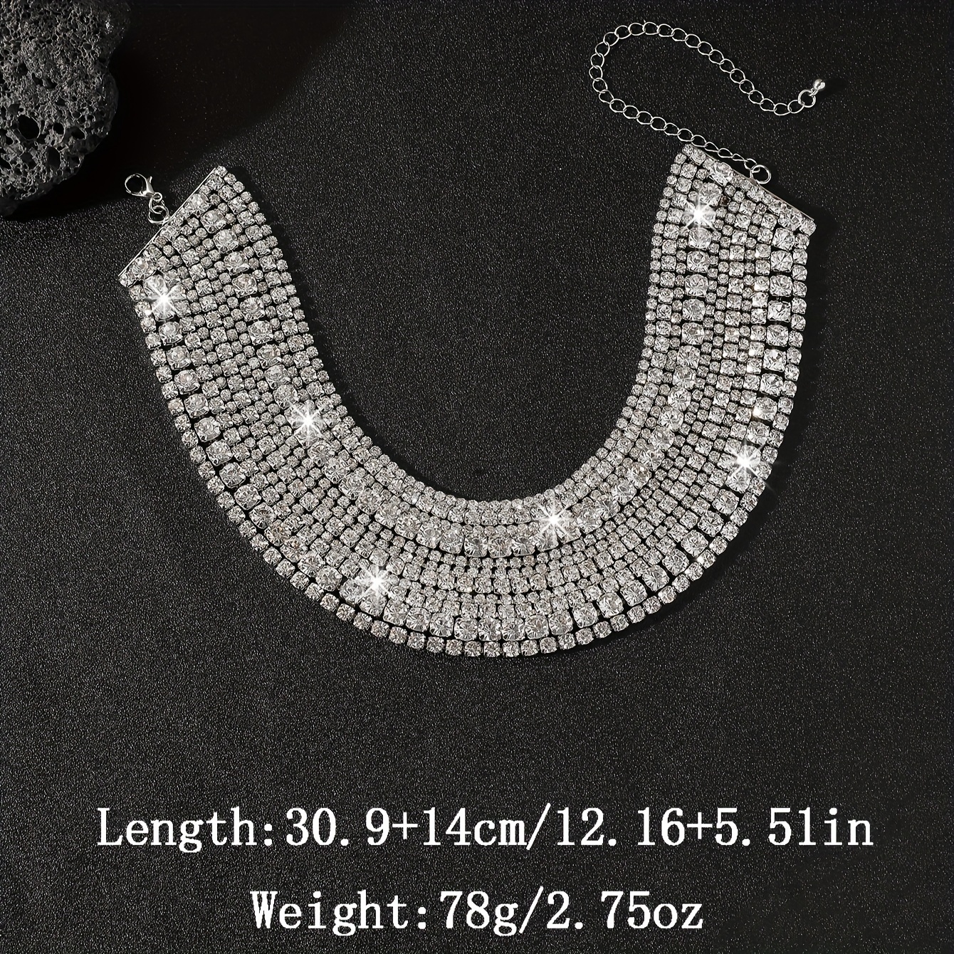 Layered Rhinestone Choker Necklace, Sparkling Embellished Design