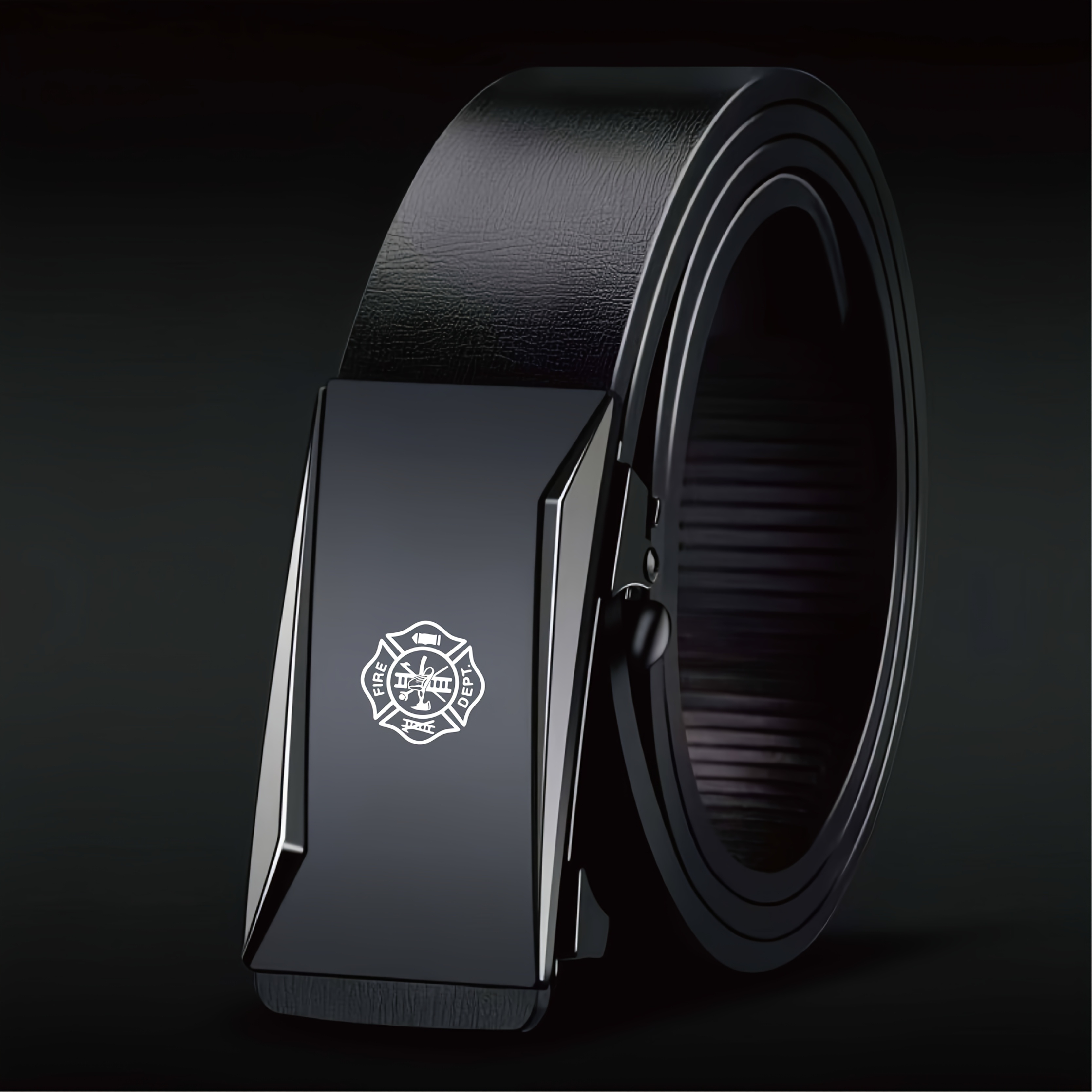TEMU Ceinture d'affaires pour homme avec motif de badge de service de pompiers, élégamment conçue, infroissable pour une utilisation à long terme,