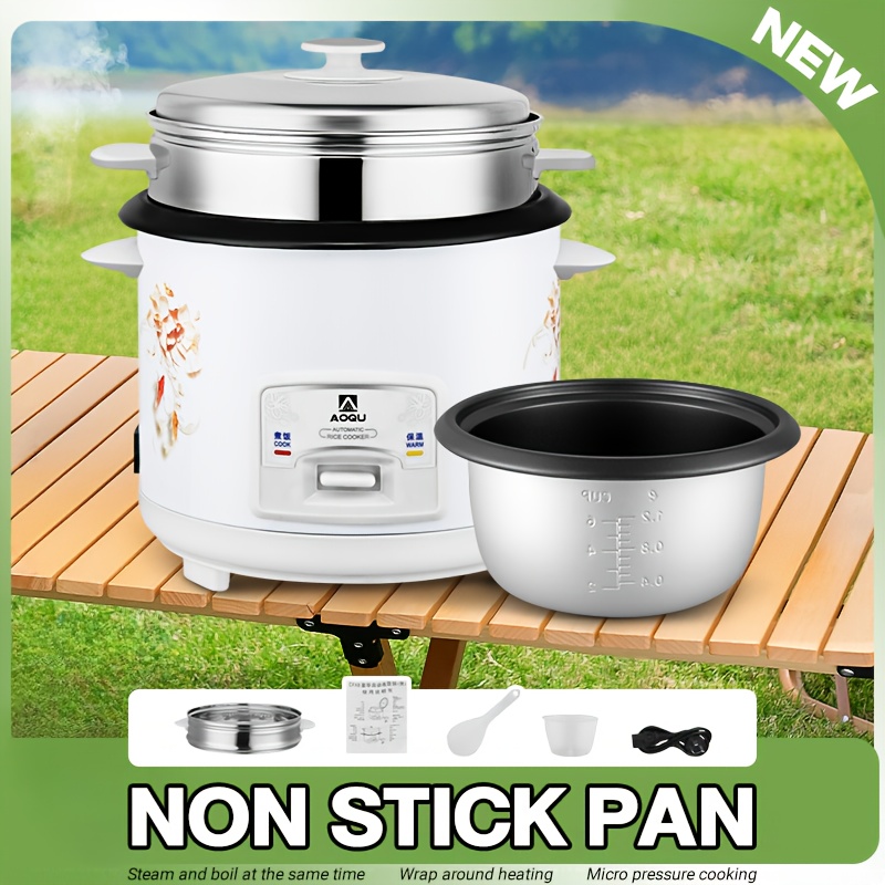 TEMU 3l Outdoor Rice Cooker With Pan - Portable Electric Rice Cooker For Camping, Picnics & Backyard Bbqs, 3-in-1 Multi-functional Cooking Tool With