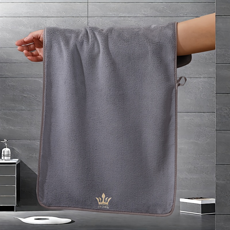 MIANDUDU 10pcs Luxury Microfiber Towel Set - Quick-Dry, Large Bath & Hand Towels (16.5"x27.5"/42x70cm) with Red Border & Golden Crown Logo