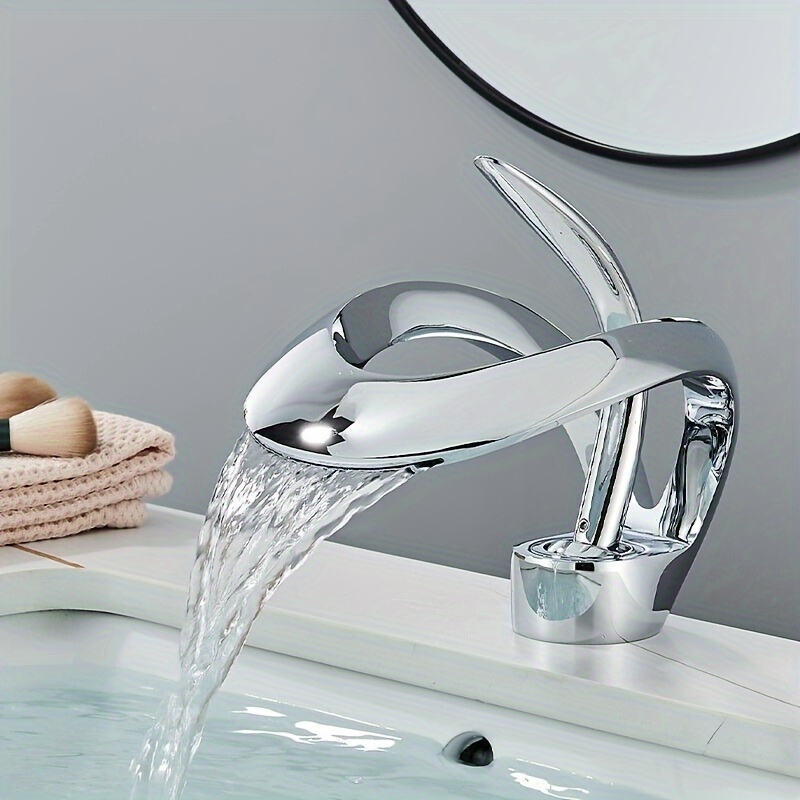 Wovier Wasserfall-Armatur Fürs Badezimmer – Moderner Einhand-Wasserhahn, Verchromt