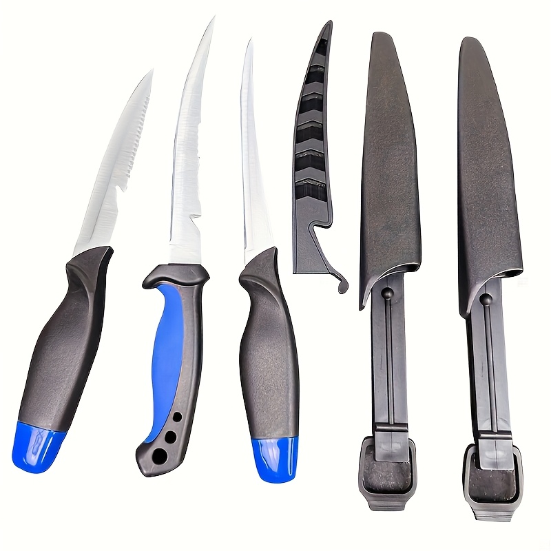 TEMU 3pcs Multifunctional Fish Fillet Knife, Non Stick Meat Slicing Tool, Portable Small Knife, Professional Fishing Fish Fillet Knife Set, Stainless