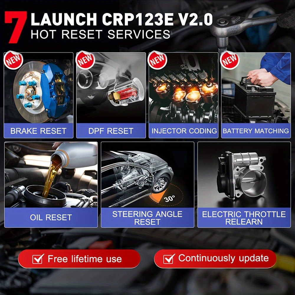 LAUNCH X431 CRP123E V2.0 Car OBD2 Scanner Diagnostic Tool ABS SRS Engine  Reader