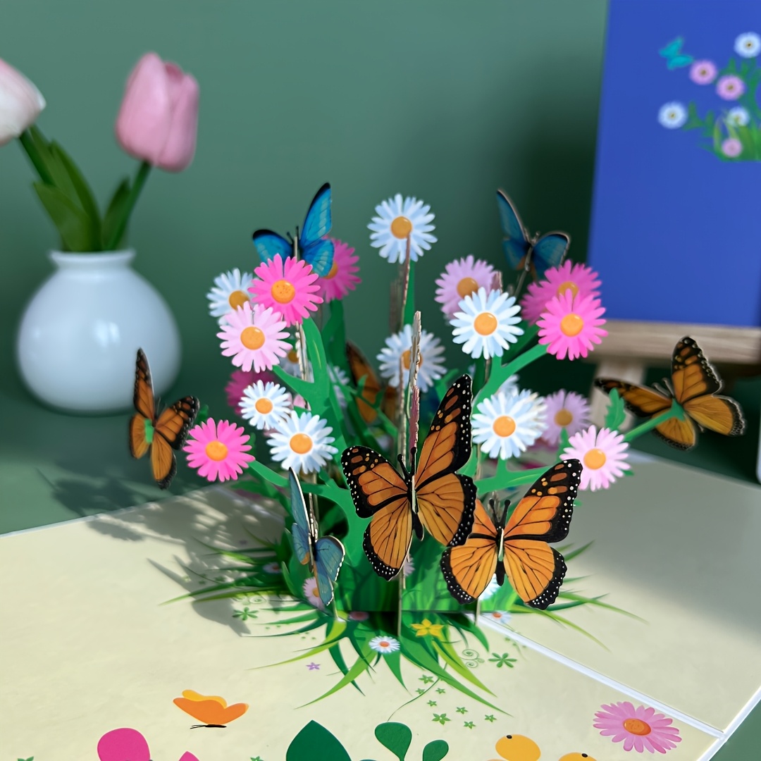 Image of 1pc Pop-up 3d Greeting Card With Envelope, Floral Pattern, Suitable For Girlfriend/her/daughter/granddaughter/mother/teacher//wife/colleague/friend