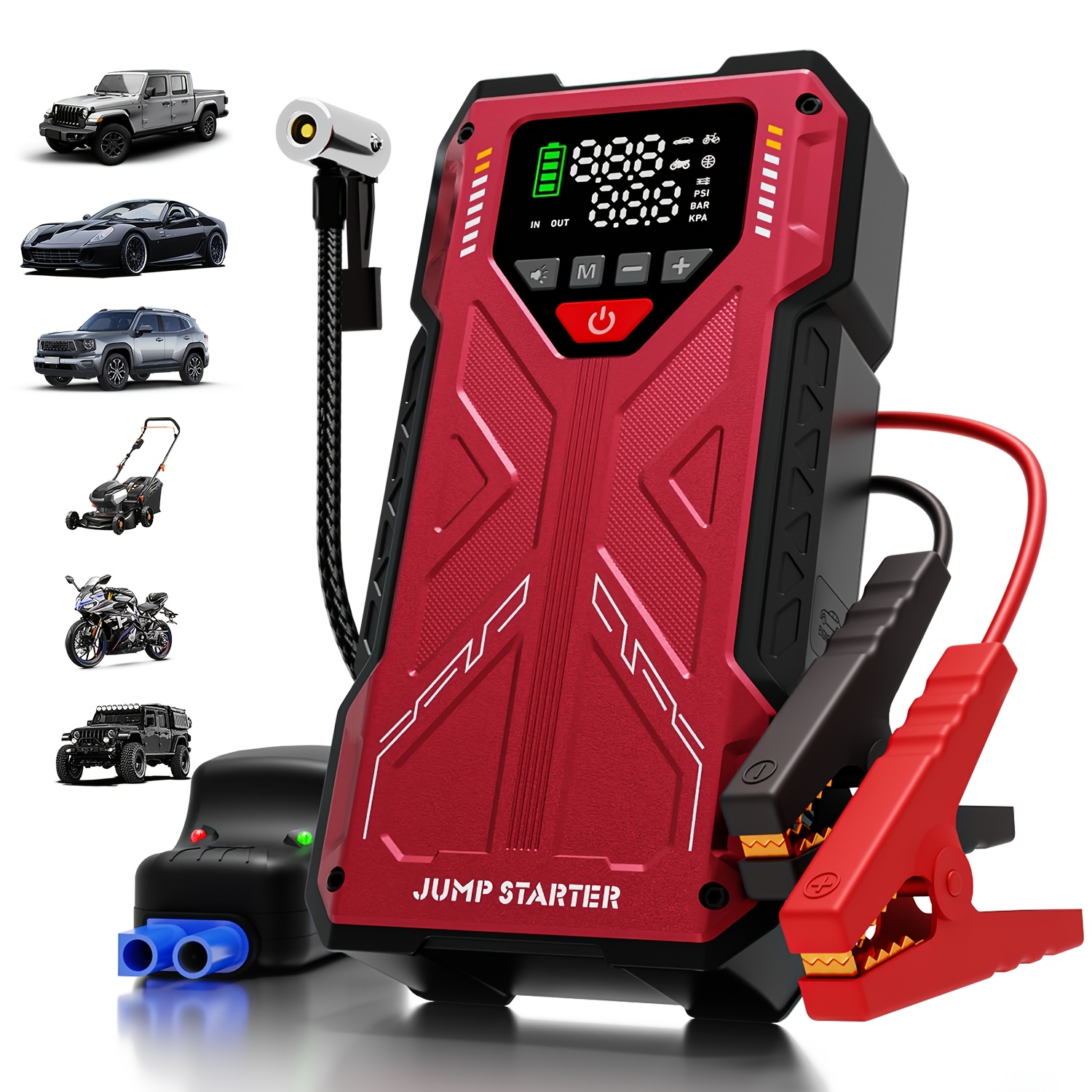 TEMU 10000a Car Jump Starter With Air Compressor, Battery Jump Starter Portable 10000a 150psi Digital Tire Inflator, Car Battery Charger Portable For