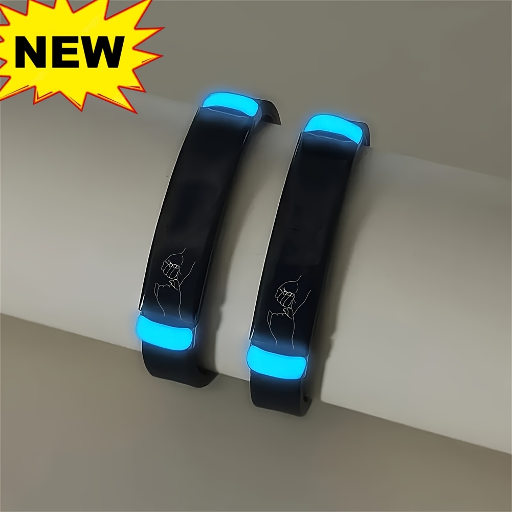 TEMU 2pcs Personalized Glow In The Dark Sun And Moon Silicone Bracelets For Couples, Lovers His Hers Matching Wristband Set For Bf Gf Wife Husband,