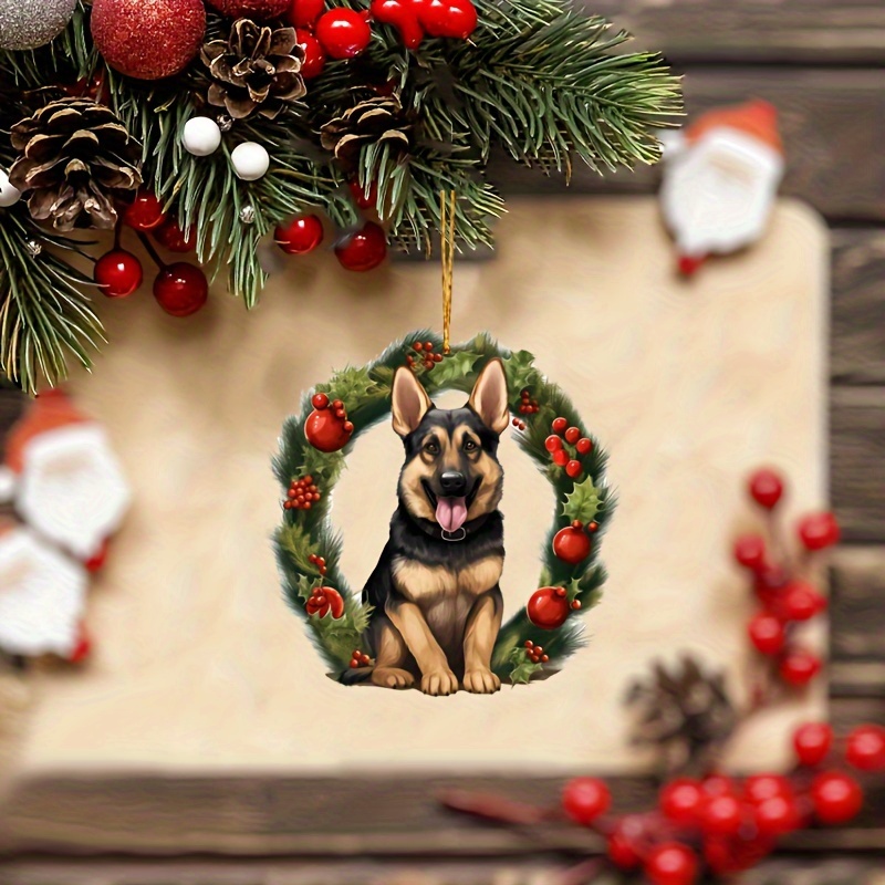 

1pc Acrylic German Shepherd Dog Hanging Ornament, Christmas Tree Charm, Car Pendant, Home Decor Accessory