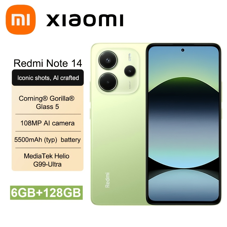 Xiaomi Redmi Note 14 6GB 128GB 4G Smartphone Desbloqueado Cámara AI MediaTek Helio G99-Ultra 33W 120Hz AMOLED 108MP 5500mAh, con IA, , Verde, Azul - Imagen 2