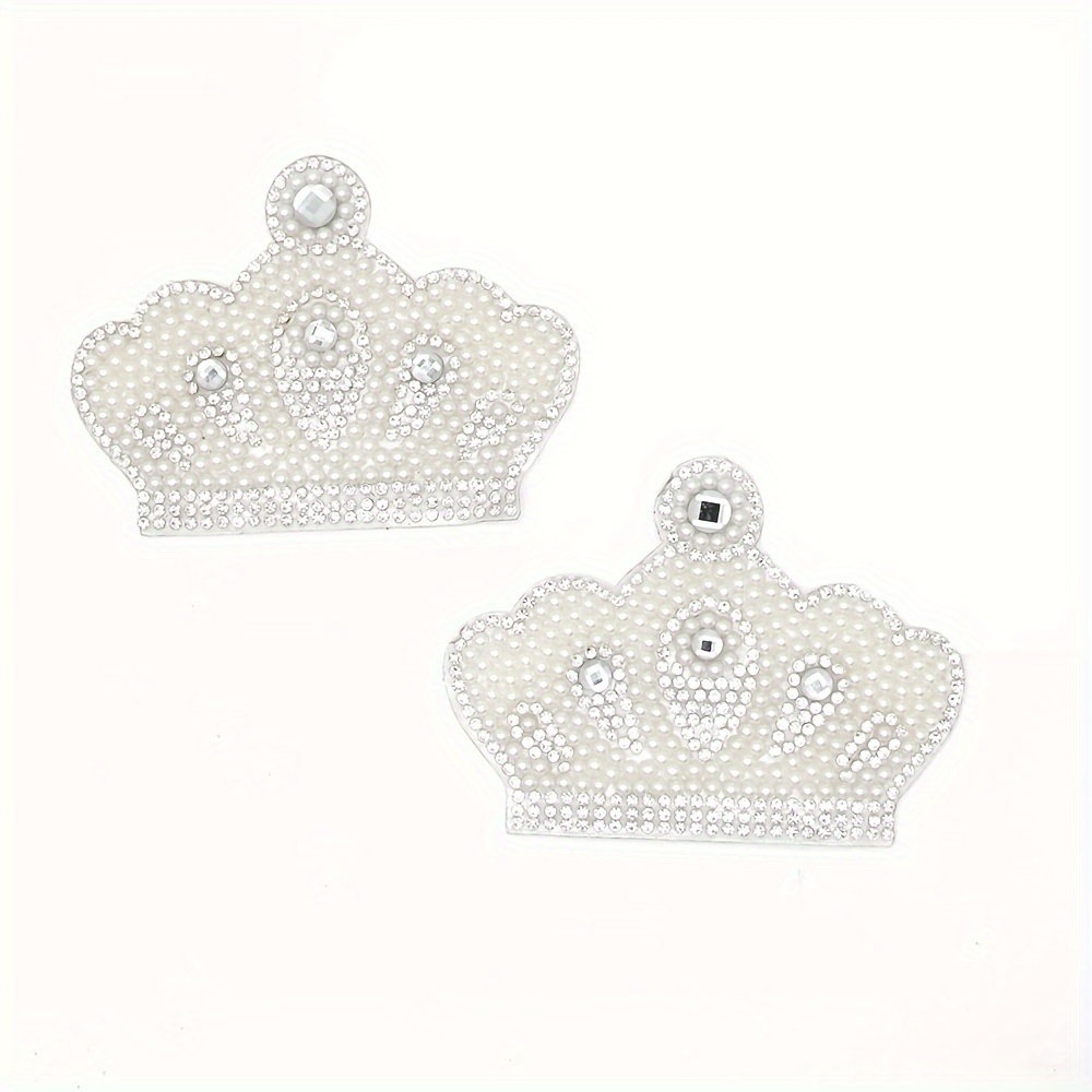 2pcs Rhinestone Crown Clothing Bag Packaging Patch Sticker Hot Ironing