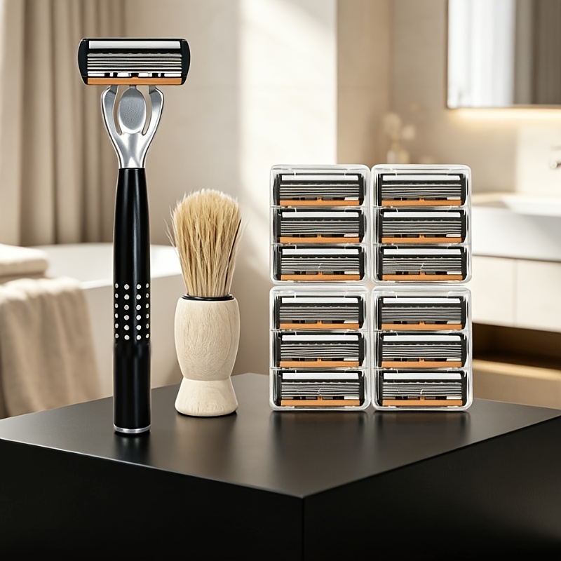 TEMU Luxury Men's Manual Razor Set, Ergonomically Designed, Leaves No Stubble, Sharp Are The Skin, Leaving Smooth After Shaving. Suitable For Shaving