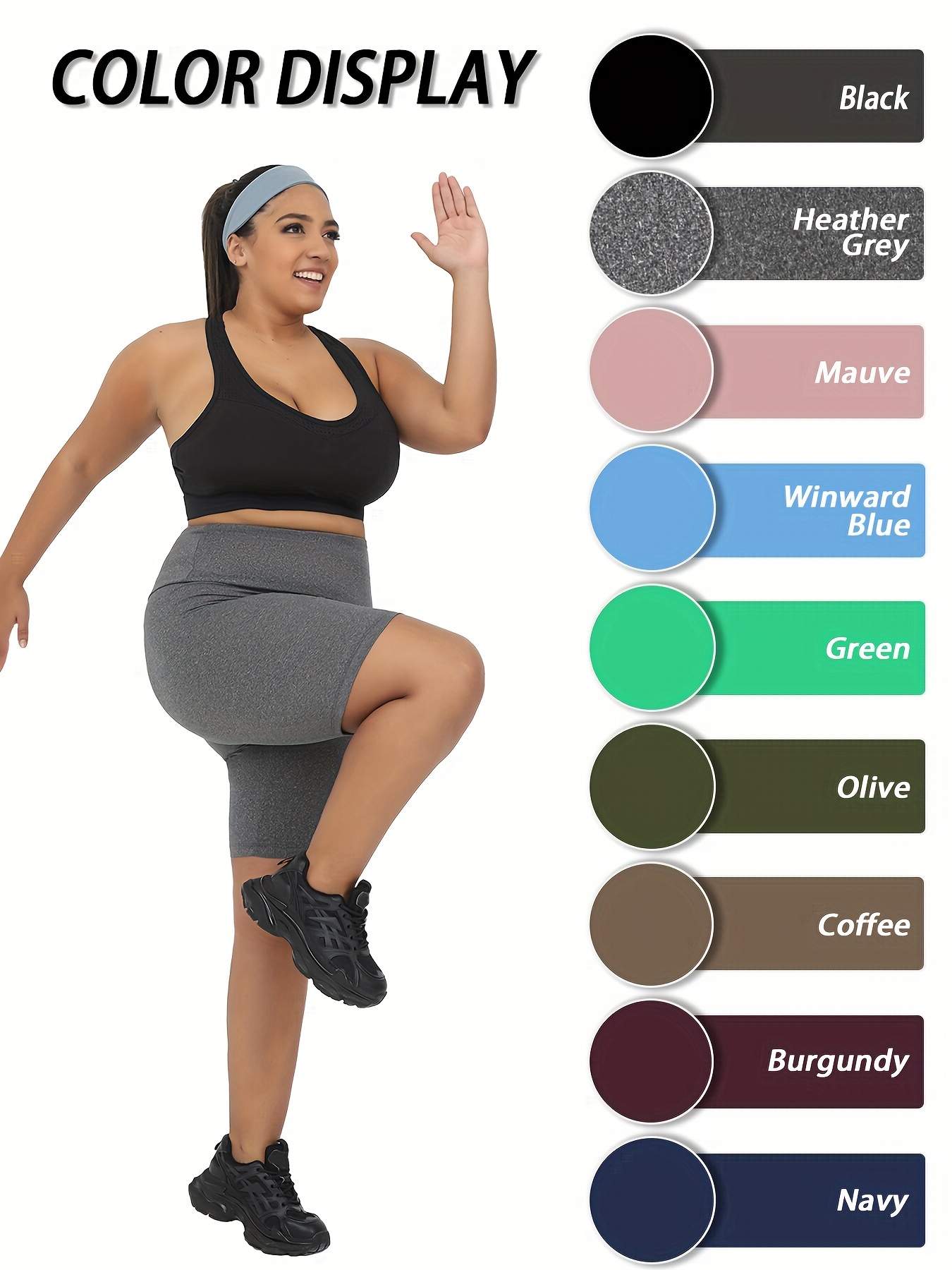 Women Biker Shorts Plus Size Plain High Waisted Super Soft Workout Yoga Athletic Shorts