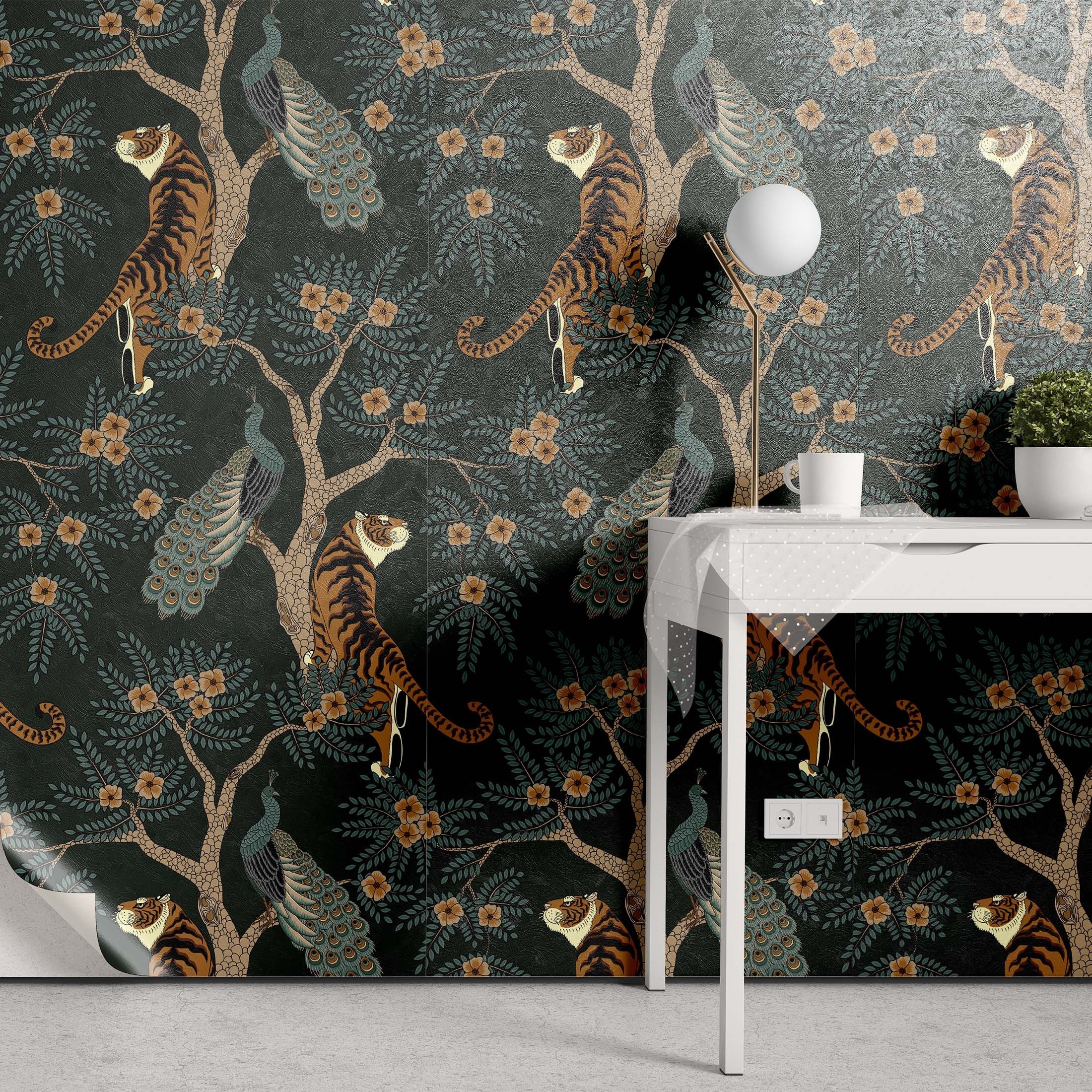 

And Peacock Wallpaper, Peel And Stick, Waterproof, Detachable, Classical Animal Pattern, Self-adhesive Wall Decor, Straight Match, Home Mural - 17.7" X 78.7"/118.1