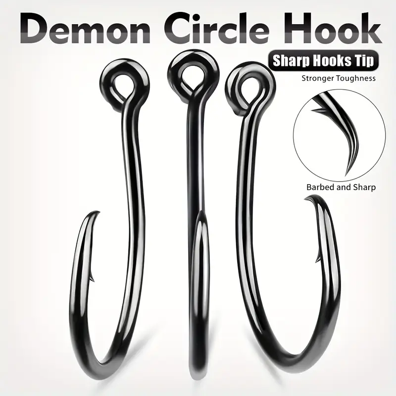 circle hook salmon fishing Inline Hooks Saltwater Catfish Hooks 25~100Pcs Wide Gap 9km-dwlife and the black nickel finish adds durability for anglers who target eaters one day and chase monsters the next Circle hook for salmon fishing