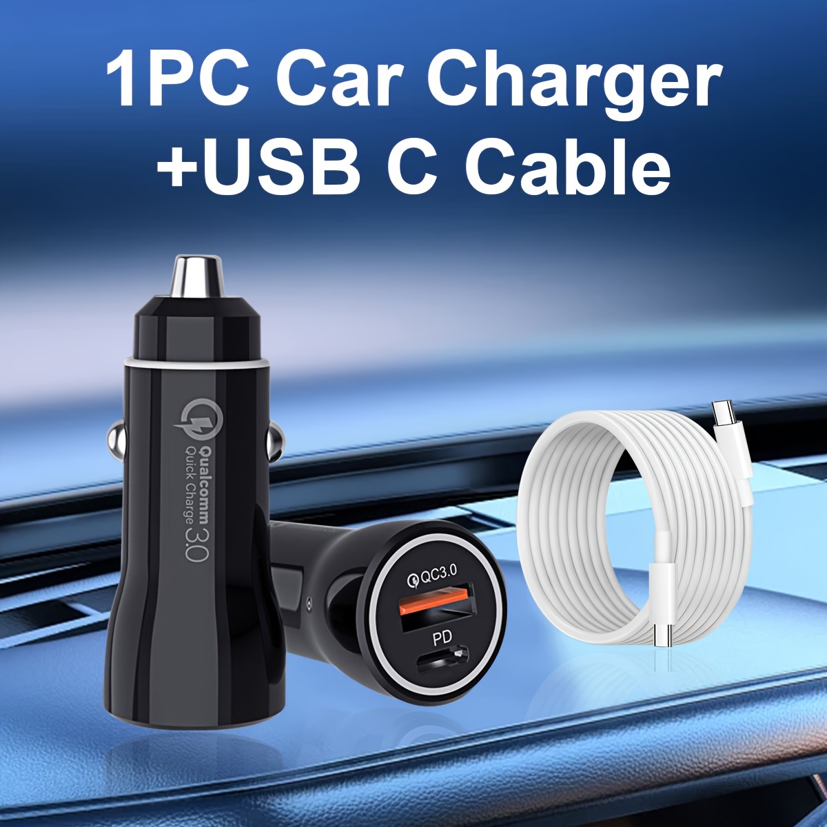 Qc3.0 Usb Type c Car Charger Aluminum Car Fast Charging - Temu