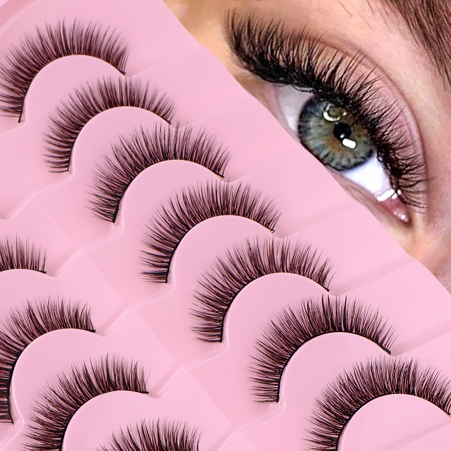 Image of 7 Pairs Of Soft And Long False Eyelashes, Natural Fluffy And Comfortable, Reusable, Suitable For Daily, Party, Holiday, And Wedding Use