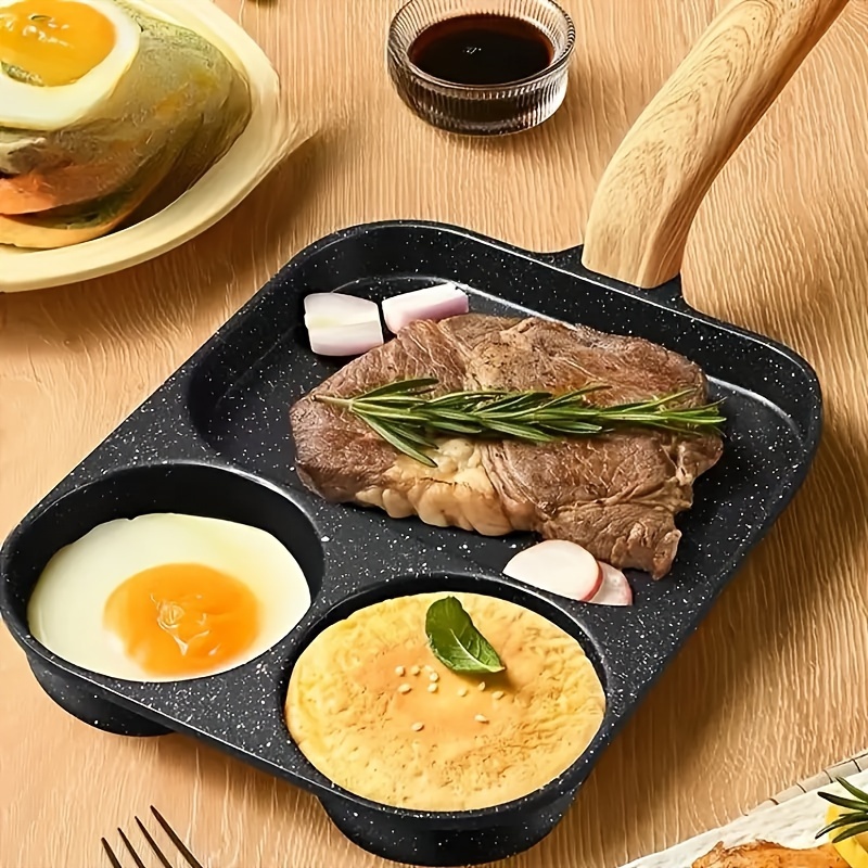 3-in-1 비스틱 아침 식사 팬 - 오믈렛, 만두 & 스테이크에 완벽 | 쉬운 청소, 가정 요리 및 야외 모험에 이상적