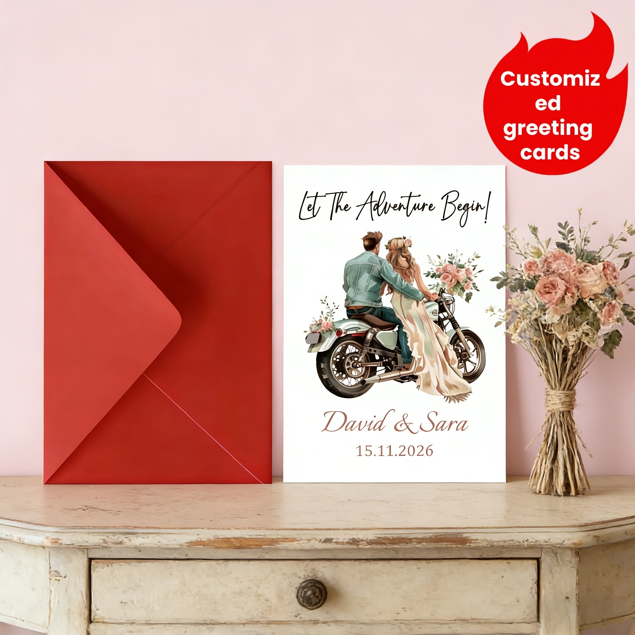 TEMU Personalized Greeting Cards, Personalized Names And Dates, Wedding Cards, Engagement Cards, Anniversary Cards, Gift Cards, Customize Greeting