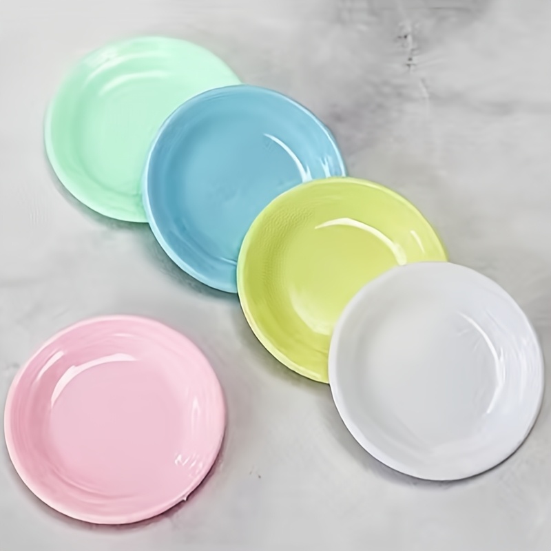 

10-pack Mini Plastic Plates, Assorted Colors, Small Size, Ideal For Diy Crafts, Kitchen Pretend Play, And Jewelry Making, Ornament Props