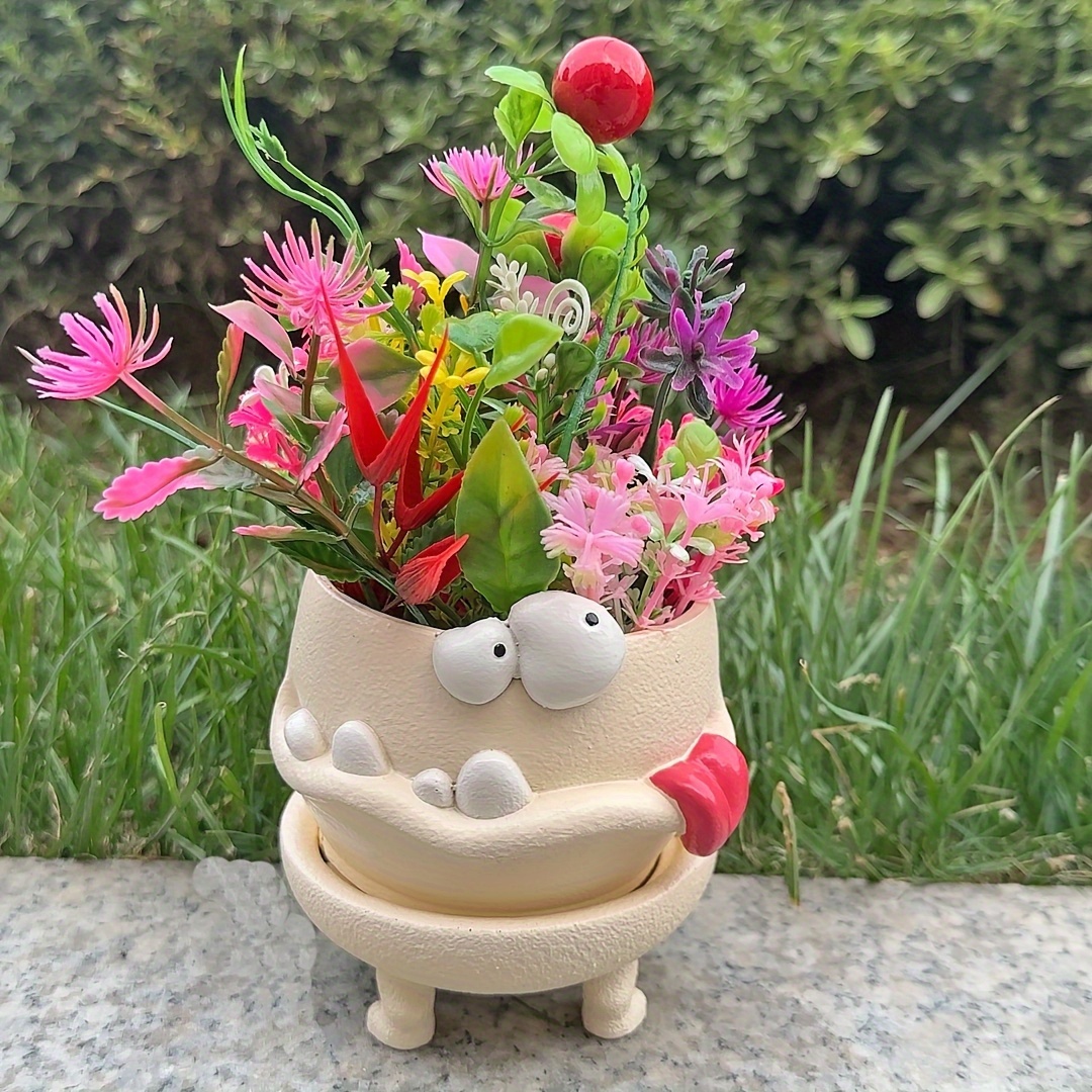 whimsical garden resin planter pots quirky outdoor planters - Temu