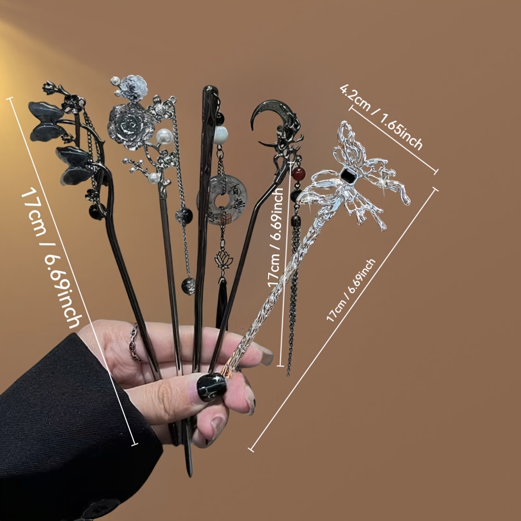10pcs elegant alloy hair accessories moon   flower hairpins u shaped hair clips set   stylish headgear ideal gift for valentines day valentines day gift   motif durable alloy hair accessories Product details 2
