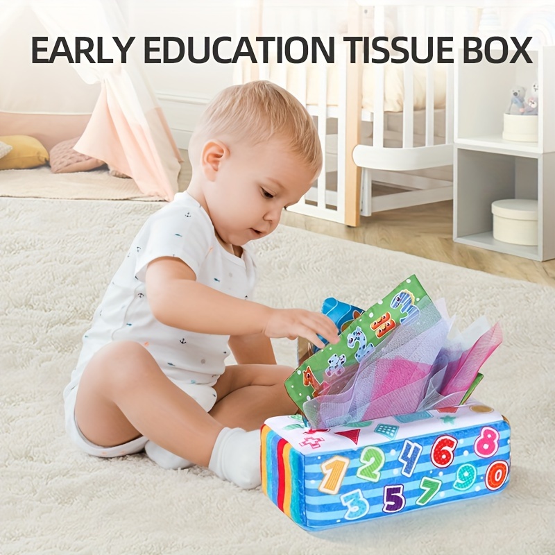 Boîte à mouchoirs pour bébé Jouer en papier Tissus froissés Jouet sensoriel