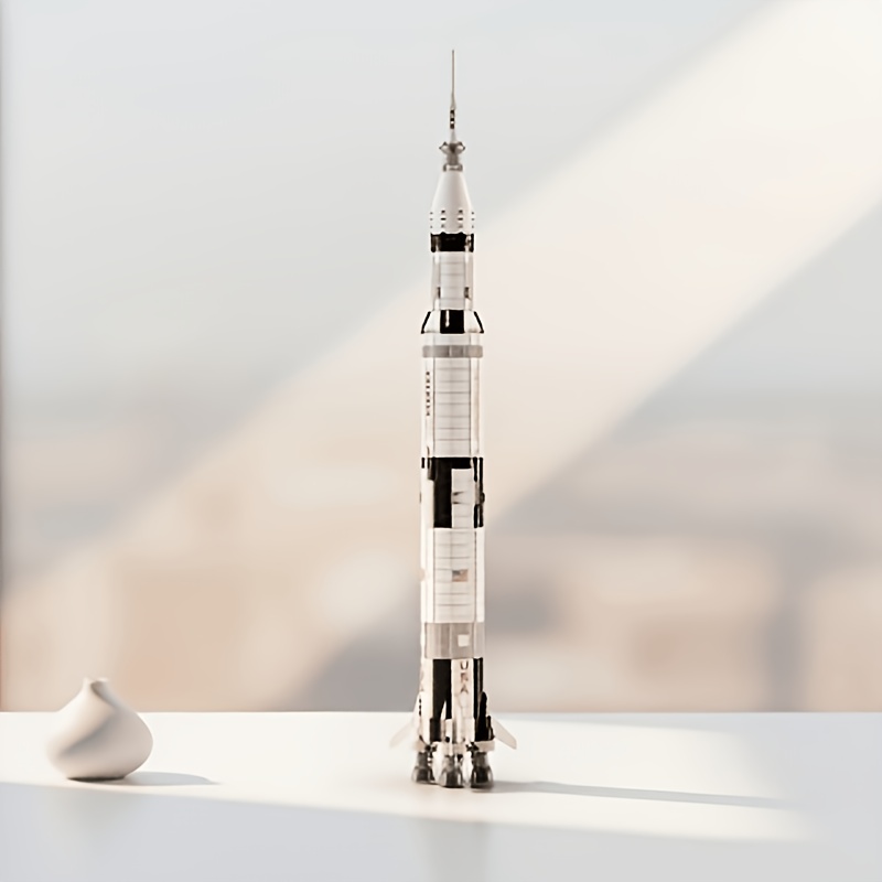 White and Black Color-Block Rocket Assembly Blocks