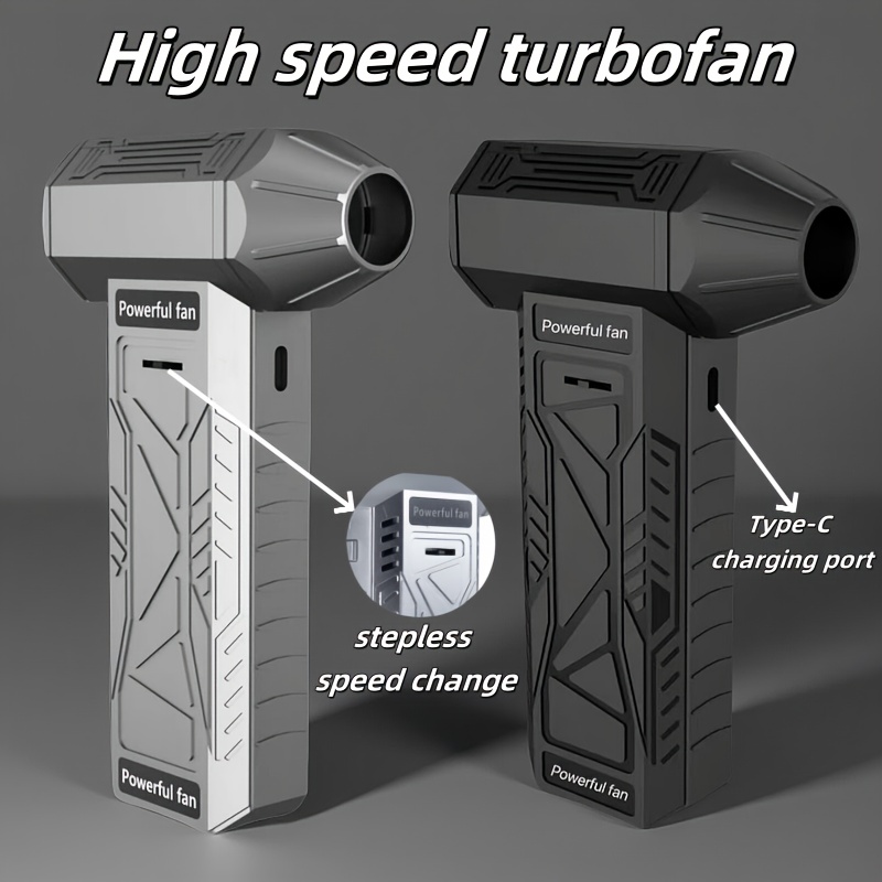 portable turbo fan air duster electric air blower brushless motor type c rechargeable jet   for computer keyboard cleaning   use outdoor cooling bbq fire starter snow blowing ideal gift for men women