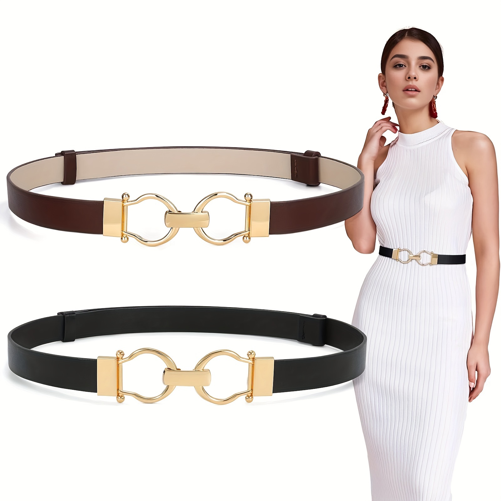 thin black belt for dress