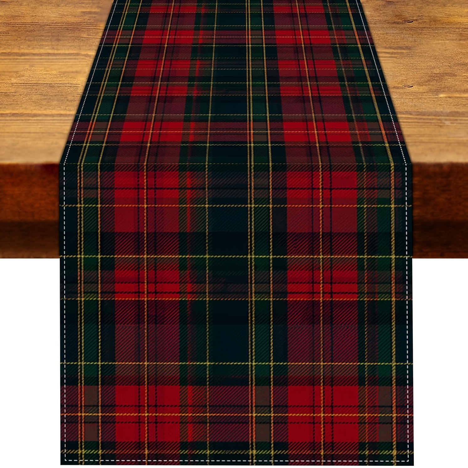 TEMU 1pc, Christmas Tartan Table Runner Green Party Decor13 X 36, 13 X 48, 13 X 72, 13 X 108