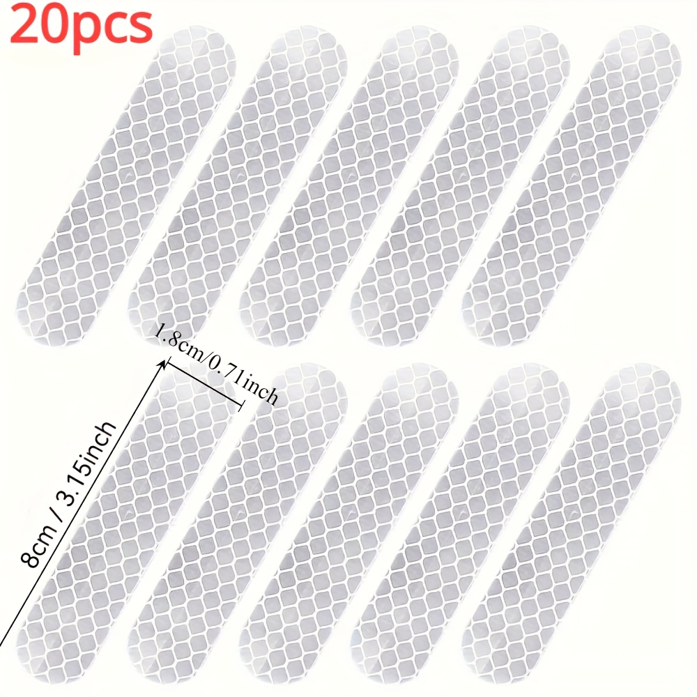 20pcs Reflective Helmet Decals, Durable Plastic Safety Warning Labels, Waterproof, High Visibility For All Light Sources, For Cars And Motorcycles