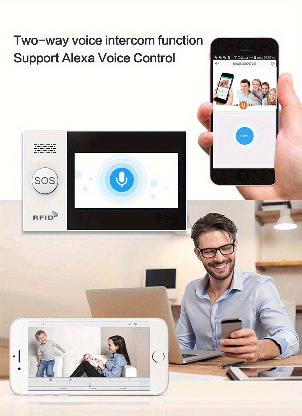 PGST 105 Sistema de Alarma WiFi 4G + Cámara 1080P para Seguridad del Hogar, Sistema Inteligente sin varillas Antirrobo con Notificaciones por SMS, Compatible con Alexa y Google, Control APP para Casa, Apartamento o Fábrica