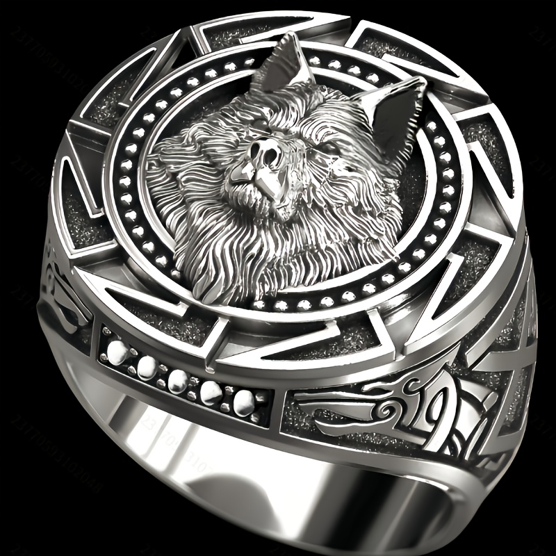 E-shop Neuer Herrenring mit Wolfkopf und Vintage-Wolf-Totem-Design