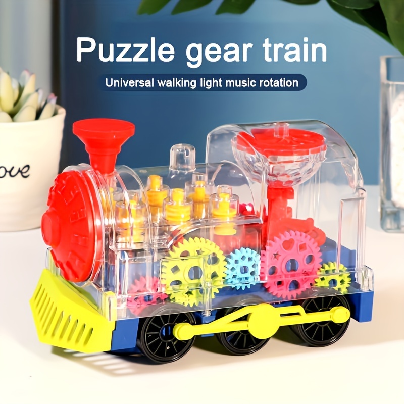 

Kids' Interactive Electric Train Toy With Colorful Lights & Music - Transparent Locomotive Design, Ages 3-6