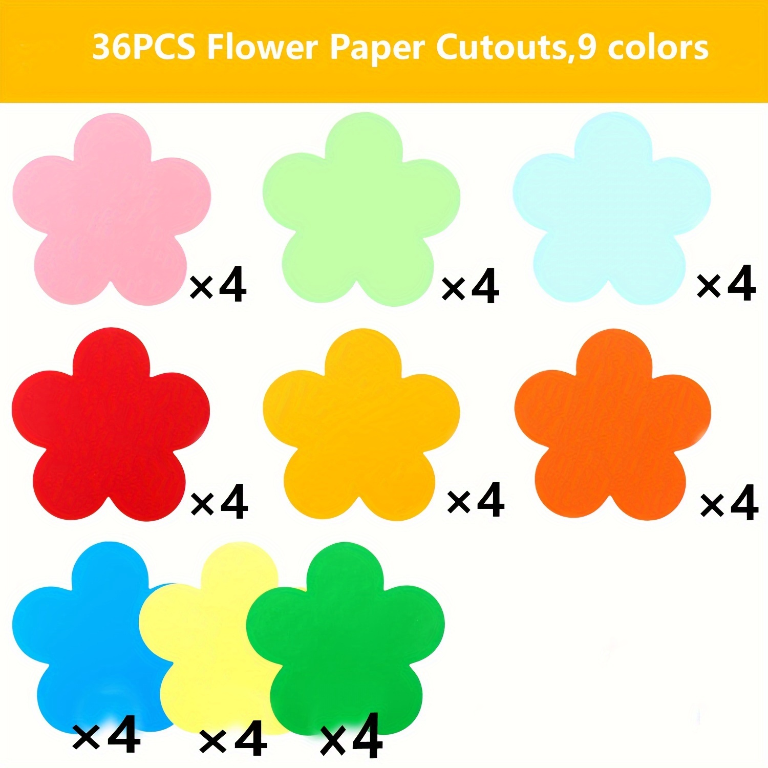 E-shop 36er Pack Blumen-Ausschnitte, verschiedene Farben, leere kreative Papierformen, DIY-Bastelarbeiten, Dekoration für Schule und Klassenzimmer, für