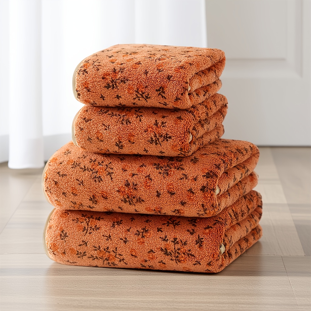 TEMU 4pcs Coral Fleece Towel And Face Cloth Set