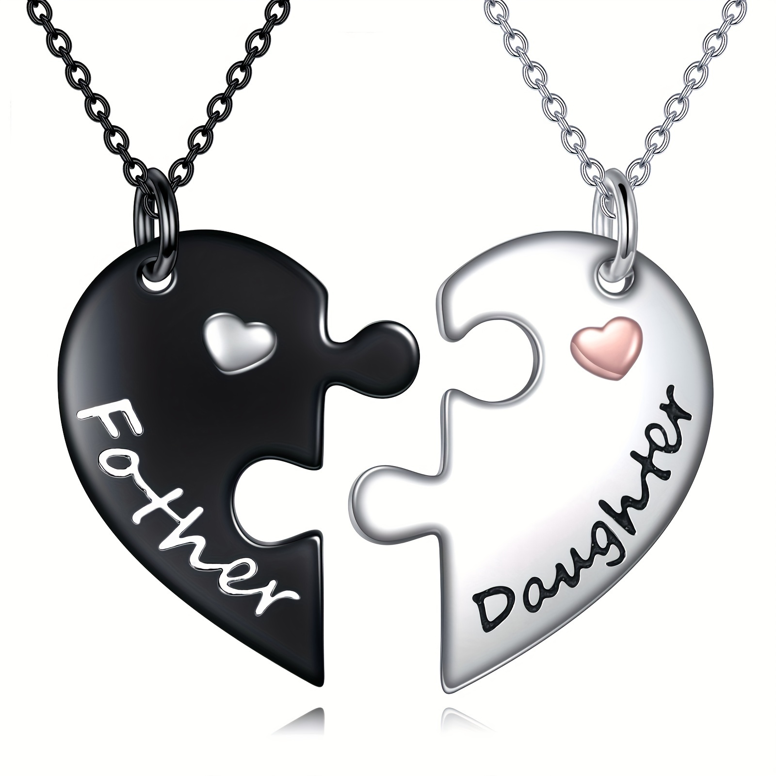 2 Pcs Matching Heart Necklace For Father Daughter, Brother Sister