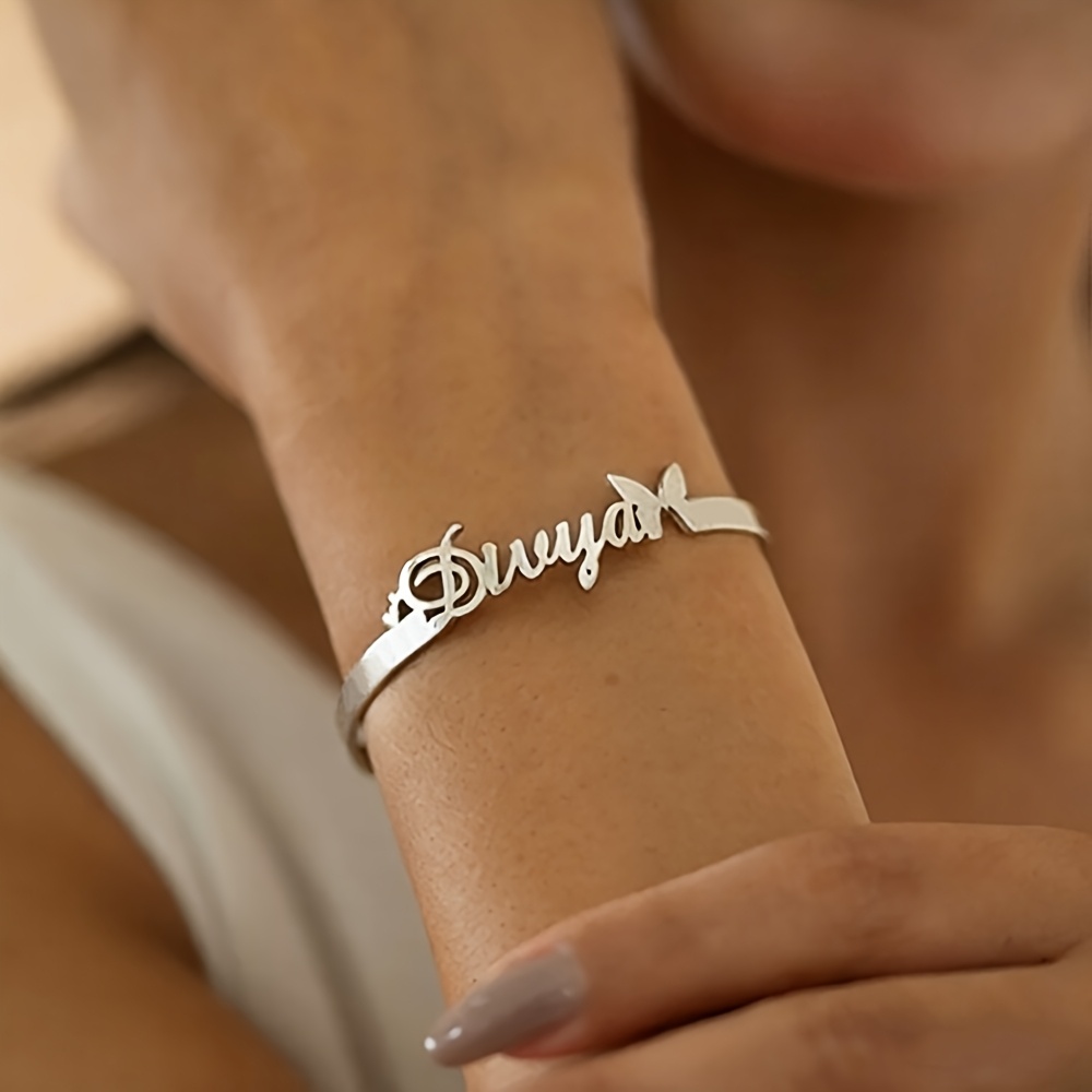 Personalized Name Love Heart Bracelet, Cute Butterfly Design