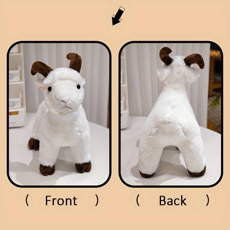 FRANKIEZHOU Lifelike Goat St■ Animal- Black 11.5\", Soft Sheep Model Plush Toy,Girl Toys,Gifts For Kids,Cudding Toy