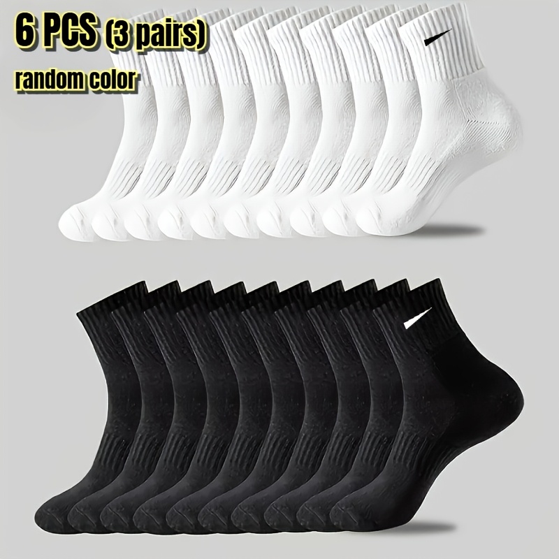 TEMU 6 pièces (3 paires) de chaussettes de sport unisexes, confortables et respirantes, couleur aléatoire, adaptées à toutes - Chaussettes de tous