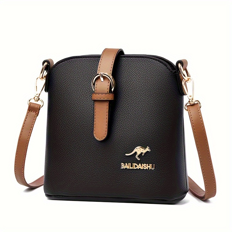 Image of Elegant Women's Shoulder Bag Small Size Bucket Bag Lightweight Crossbody Bag, For And Styles Of Bags, Random For Shoulder Strap And Front Belt Colors, Random For Bag Fabric And Oil Colors